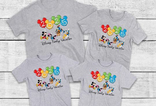 Matching family Disney t shirts 2025 balloon graphic tops Florida Paris sunglasses reveal shirts gift present travel t-shirts vacation