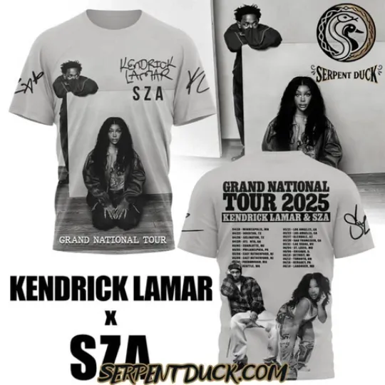 Discover Kendrick Lamar X SZA Grand National Tour 2025 3d T-Shirt