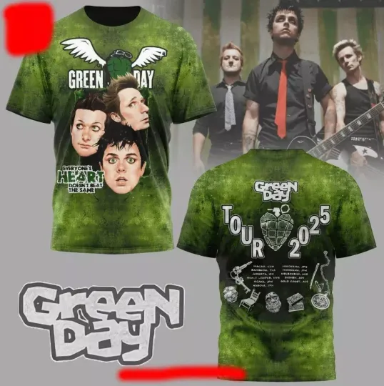 Green Day Tour 2025 Gift For Fans 3D T-Shirt