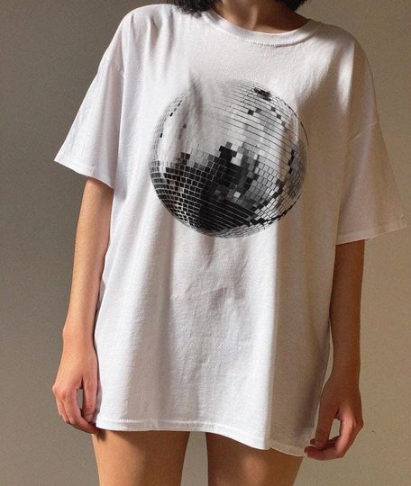 Disco Ball T-Shirt Trendy Glitter Ball Graphic Aesthetic Simple Vintage T-Shirt Quality Unisex Shirt