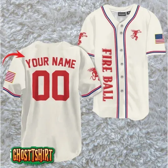 Discover Personalized Fireball Whiskey Basic American Flag Baseball Jerseys