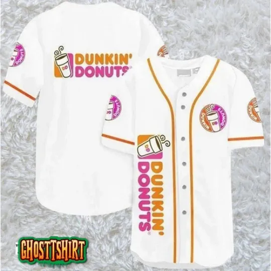White Dunkin Donut Baseball Jerseys