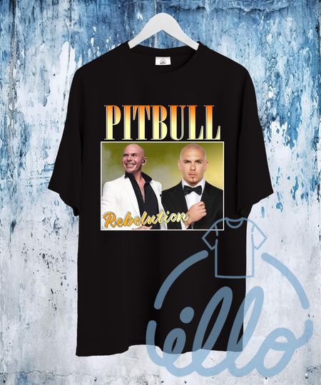 Discover Pitbull Rebelution T Shirt, Pop Rap Hip Hop Merch Shirt, 90s Retro Unisex T-Shirt