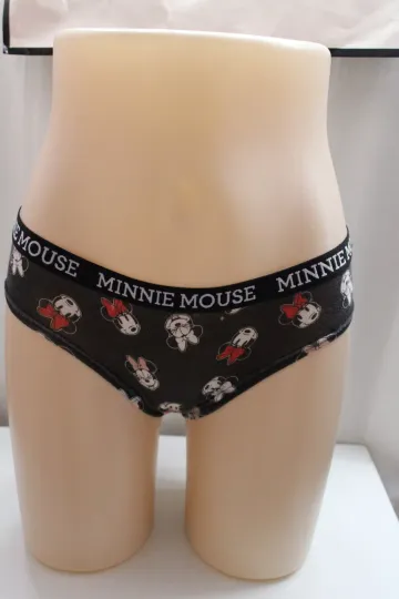 Women's S or Girls 12-14 Disney Black Cotton Minnie mouse Bikini Panties