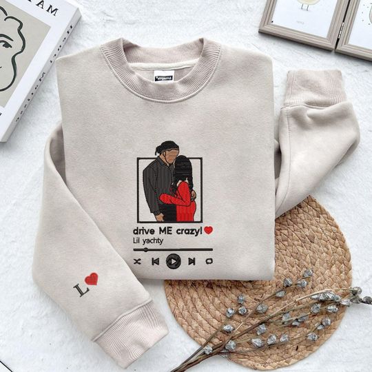 Custom Photo Love Song For Couple Embroidered Sweatshirt, Personalized Couple Valentine Sweatshirts, Couple Anniversary Gifts
