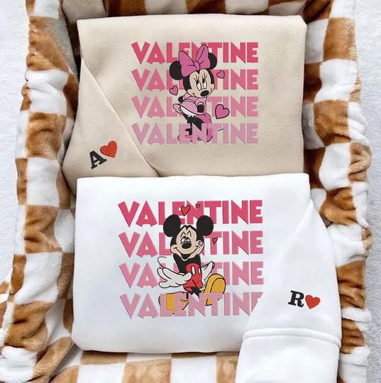 Custom Couple Embroidered Sweatshirt, Valentine Couple Embroidery Sweatshirt, Matching Couple Shirt, Be Mine Valentine Sweatshirt