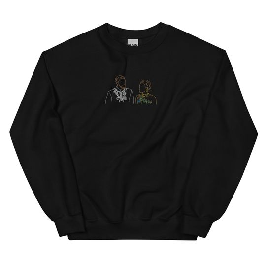 Sweethearts - TChalla & Nakia - Embroidered Crew Neck Sweater (Unisex)