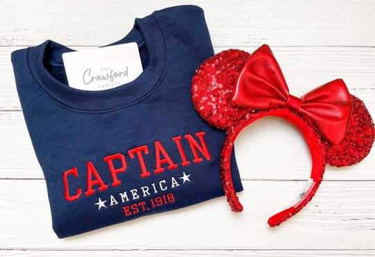 Discover Captain America Est. 1918 Embroidered Sweatshirt | Steve Rogers | Avenger Universe | Disney Park Apparel