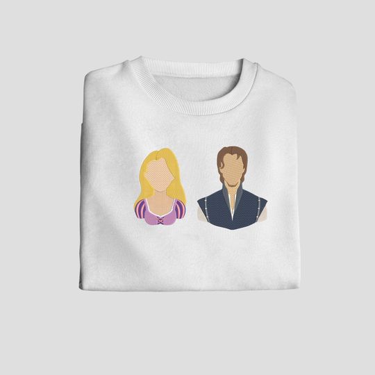 Rapunzel and Flynn Embroidered Sweatshirt | Embroidered Crewneck | Sweatshirt | Gift for Women | Embroidered Hoodie