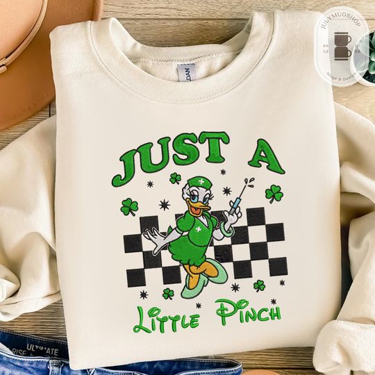 Just A Little Pinch Embroidery Shirt, Mouse and Friends St Patricks Day Embroidery Shirt, St Pattys Day Embroidery Shirt, Lucky Shirt