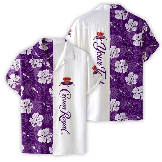 Discover 3D Printed Crown Whiskey Personalized Name Hawaiian Shirt Royal Alcohol Short Sleeves Unisex Button Down Tropical Summer Beach Shirts Gift