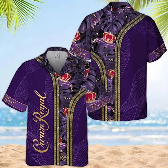 Tropical Inside Crown Royal Hawaiian Shirt, Men Hawaiian Button Up Shirts, Summer Gifts Anniversary,Birthday,Vacation Gifts