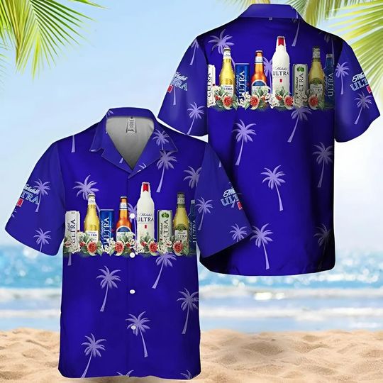Discover Michelob Ultra Collection Hawaiian Shirt, Men Hawaiian Button Up Shirts, Summer Gifts Anniversary, Birthday, Vacation Gifts