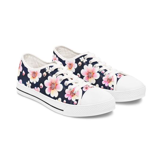 Floral Women's Low Top Sneakers - Cute Casual Shoes for Spring, Festival Footwear, Gift for Her, Style & Comfort
