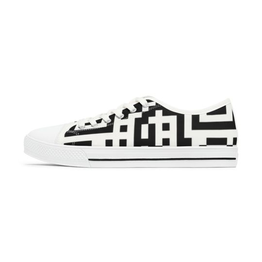 Discover QR Code White Low Top Sneakers, Women Black and White Low Top Sneakers, QR Code Shoes, Edgy Low Top Sneakers for Women