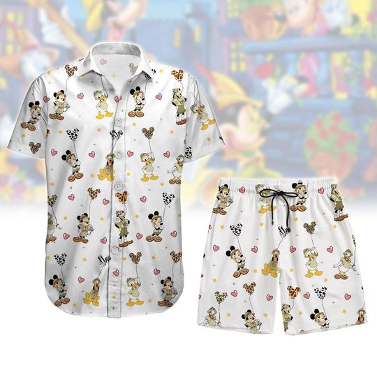 Mickey And Friends Button Shirt Shorts, Leopard Balloon Hawaii Short, Animal Kingdom Button Shirt, Magic Kingdom Button Shirt Shorts