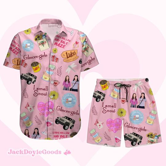 Luke's Coffee Button Shirt Shorts, TV Show Button Down Shirt, Vintage Stars Hollow Button Up Shirt, Girls Hawaii Short, Valentine Gift
