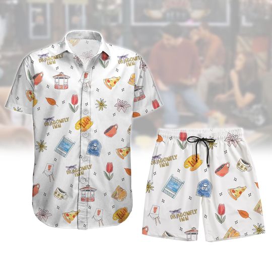 Gilmore Button Shirt and Shorts, Lukes Coffee Hawaii Short, Stars Hollow Button Shirt Shorts, TV Show Summer Outfit, Girls Button Shirt