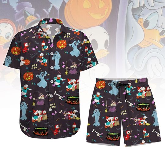 Donald Daisy Duck Hawaii And Short, Disney Retro Mickey And Friends Summer Shirt, Beach Short For Men, Magic Kingdom Family Vacation Tr