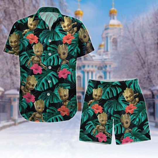 Disney Groot Button Shirt, Baby Groot Summer Short, I Am Groot Tropical Hawaii Shirt, Disneyland Family Vacation Shirt, Guardians Of Ga