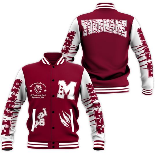 Custom Name Morehou Tiger College Varsity Jacket, Streetwear Varsity Jacket, Est. 1867 HBCU Atlanta State Letterman Jackets