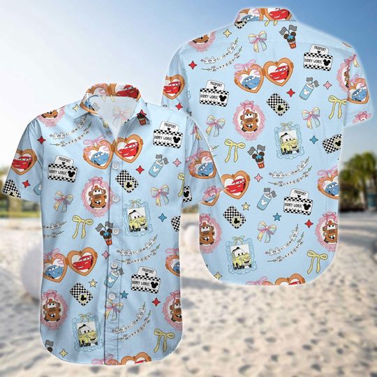 Discover Lightning McQueen Button Shirt, Coquette Bow Bracelet Cars Summer Short, Pixar Cars Hawaiian Shirt, Disney Girl Trip Pants For Men