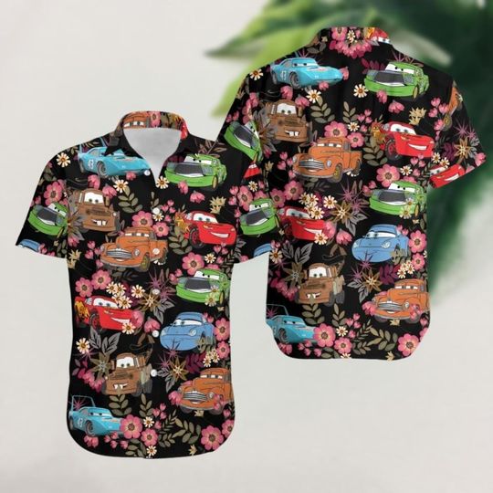 Discover Lightning McQueen Hawaii Shirt, Cars Movie Tropical T-Shirt, Disney Pixar Car Button Shirt, Disney Family Summer Gift