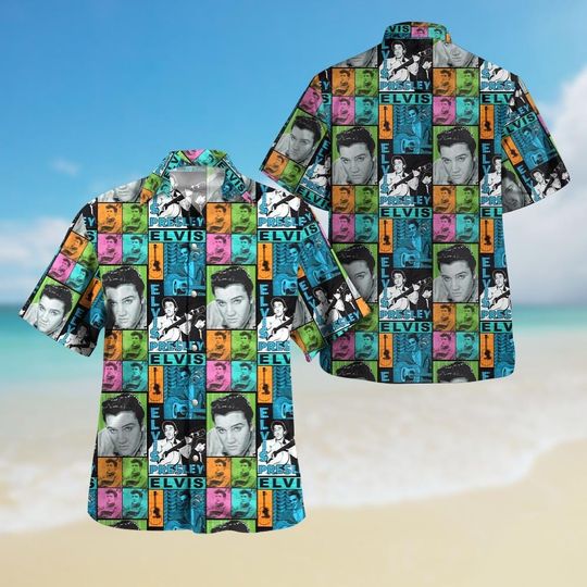 Elvis Presley Button Shirt, The King Tropical Shirt, Music Gifts for Rock Fans, Elvis Merchandise, Elvis Aloha Outfit, Rock Star Tee