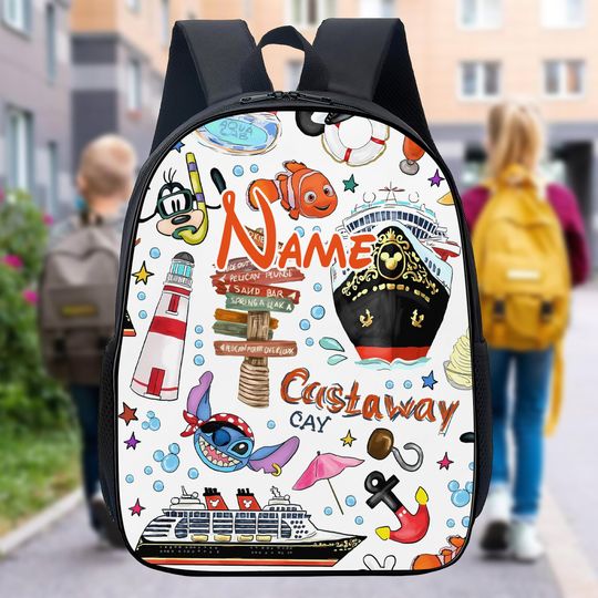Personalize Backpack Blue Alien Backpack, Cute Dog Character Backpack, Cruise Backpack, Back To School, Birthday Gift