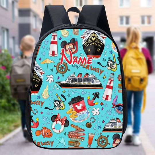 Personalize Backpack Mouse Diving Backpack, Castaway Cay Cruise Trip Aloha Backpack, Cruise Back To School Backpack