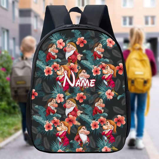 Discover Personalize Backpack Dwarf Backpack, Custom Name Backpack, Back To School Gift For Son, Daughter, Cartoon Snow Princess Movie Backpack