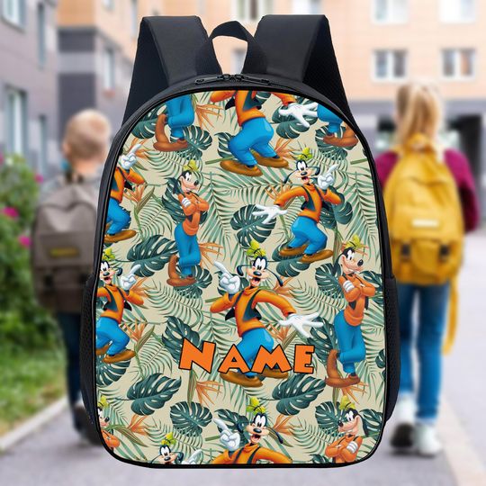 Personalize Backpack Animated Dog Beach 3D Backpack, Tropical Puppy Character Backpack, Summer Vacation Backpack, Back To School