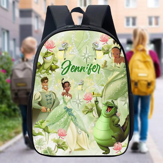 Discover Personalized Watercolor Frog Princess Backpack, Frog Prince Bottle, Magic World Lunch Bag, Frog Cartoon School Bag, School Gift For Kids
