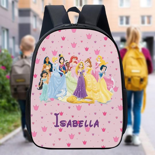 Personalized Princess Movie Backpack, Characters Backpack, Magic World Backpack, Princess School Backpack, Back To School Gift For Kids