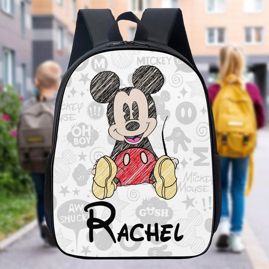 Discover Personalized Cute Mouse Backpack, Customized Name Mouse Character Backpack, Animated Character Backpack