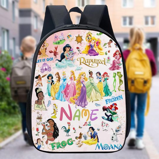 Discover Personalized Watercolor Princess Backpack, Custom Baby Girl Drink Backpack, Princess Birthday Backpack