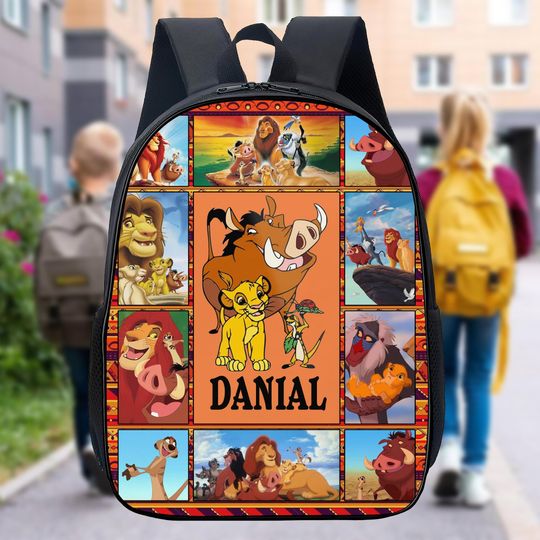 Discover Personalized Animated Baby Lion Backpack, Cartoon Characters School Backpack, Lion Cartoon Backpack