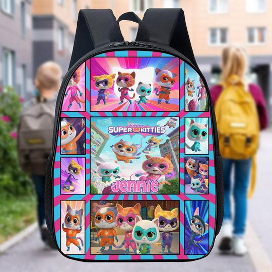 Discover Personalized Character School Backpack, Television Series Backpack, Gift For Baby Girl, Cute Cat Backpack, Cat School Bag