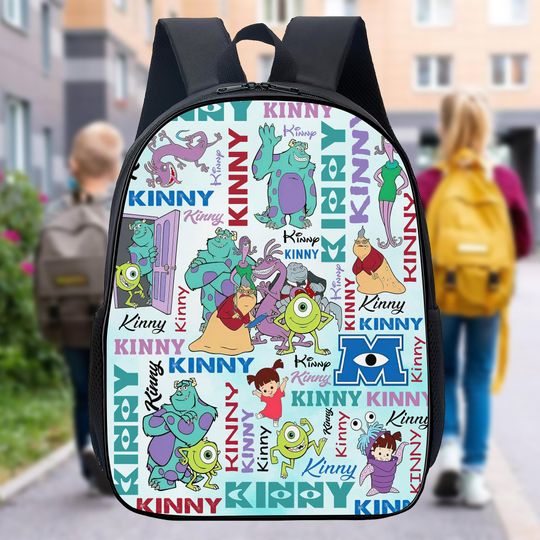 Personalized Watercolor Monsters School Backpack, Funny Monsters Backpack, Gift For Kid, Magic Kingdom Movie Gift