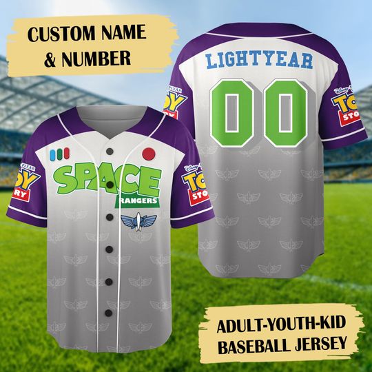 Personalize Toy Story Baseball Jersey, Buzz Lightyear Hero Sport Team Baseball Jersey, Custom Name Number Buzz Lightyear Superhero Shirt