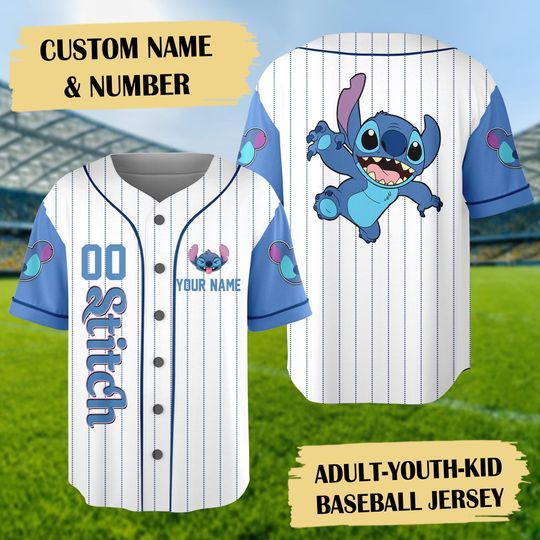 Discover Custom Alien Dog Monster Baseball Jersey, Personalized Blue Cartoon Dog Baseball Team Outfit, Magic Kingdom Shirt, Birthday Gift For Kids