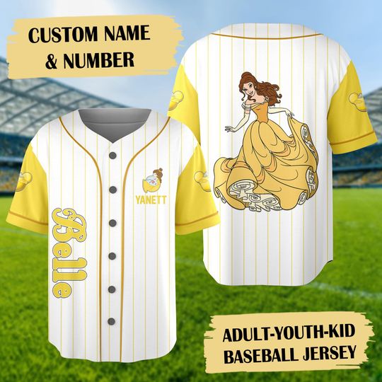Discover Custom Beauty Princess And Beast Baseball Jersey, Beauty Princess Basketball Jersey, Princess Lover Birthday Girl Gift For Kid Women