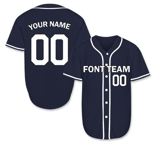Discover Baseball Jersey 3D AOP Navy Printed Custom Name Number Team Personalized Logo Sport Shirt Gift for Him Her Birthday Friend Dad Men Women