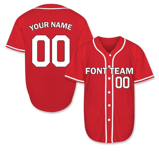 Discover Baseball Jersey 3D AOP Red Printed Custom Name Number Team Personalized Logo Sport Shirt Gift for Him Her Birthday Friend Dad Men Women