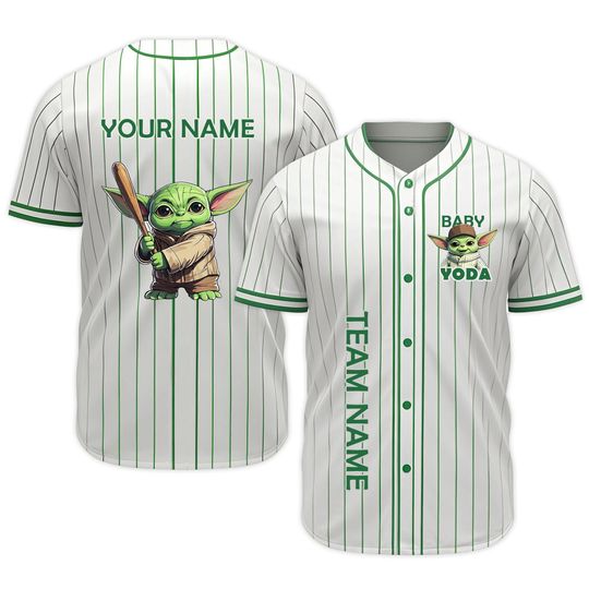 Discover 3D Printed Baby Yo Personalized Team Name Baseball Jersey Custom Name Short Sleeves Button Down Uniform Star Movie Sport Shirt for Men Women