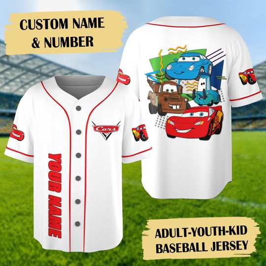 Discover Custom Pixar Cars Baseball Jersey, Lightning Mcqueen Baseball Jersey, Racing Cars Team Jersey, Cars Baseball Outfit, Gift for Aults Kids