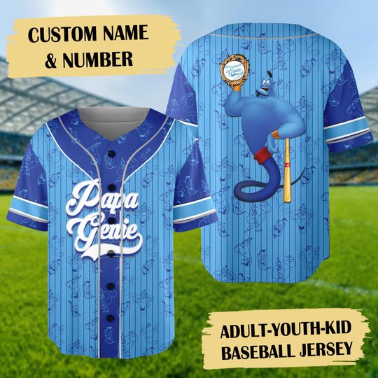 Discover Personalized Magic Lamp Baseball Jersey, Funny Animated Character Baseball Shirt, Baseball Team Outfit, Magic Kingdom Family Trip Shirt