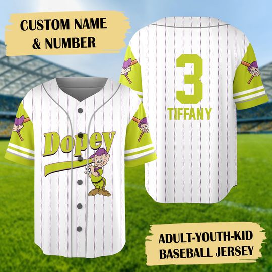 Discover Personalized Dwarf Baseball Jersey, Cartoon Character Shirt, Magic Kingdom Kid Adult Sport Jersey Gift, 7 Dwarf Baseball Jersey