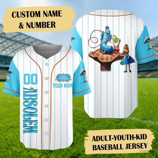 Discover Personalized Absolem White Baseball Jersey, Custom Alice's Adventures in Wonderland Basketball Jersey, Absolem Caterpillar 3D Printed Shirt