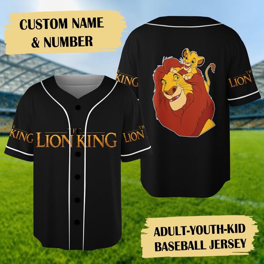 Custom Lion Dad And Son Baseball Jersey, Lion Animated Characters Basketball Jersey, Animal Birthday Gift For Kid Adult, Father's Day Shirt
